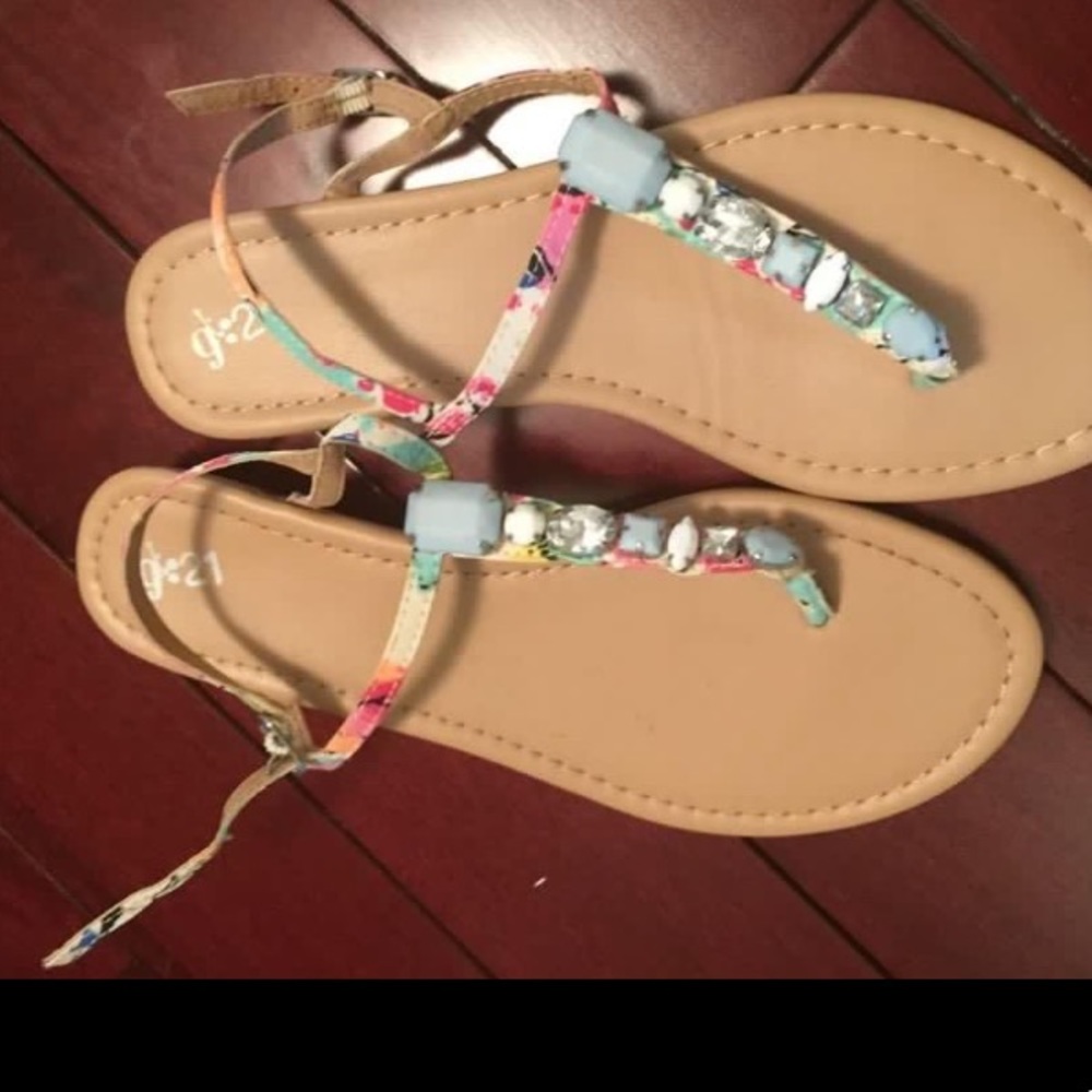 Multicoloured rhinestone gladiators size 8